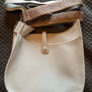 White Women's Crossbody Bag Vegan Leather with 2 Adjustable Straps Ah-Adorned